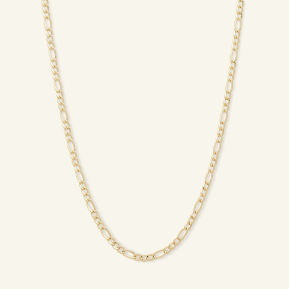 060 Gauge Figaro Chain Necklace in 10K Hollow Gold - 24"