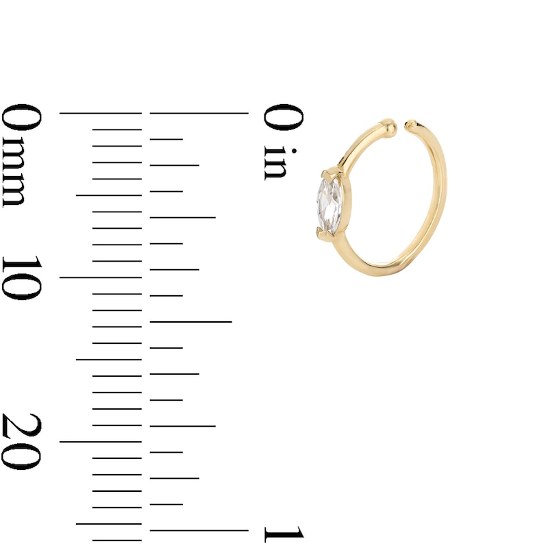 Main Image 3 of 14K Solid Gold CZ Marquise Solitaire Nose Ring - 20G 5/16&quot;