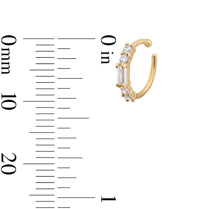 Main Image 3 of 14K Solid Gold CZ Emerald-Cut and Round Five Stone Nose Hoop - 20G 3/8&quot;