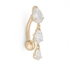 Thumbnail Image 2 of 10K Solid Gold CZ Graduated Pear-Shaped Triple Dangle Top Down Belly Button Ring - 14G 3/8&quot;