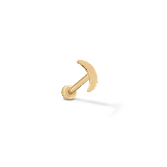 14K Gold Crescent Moon Stud - 18G 5/16"