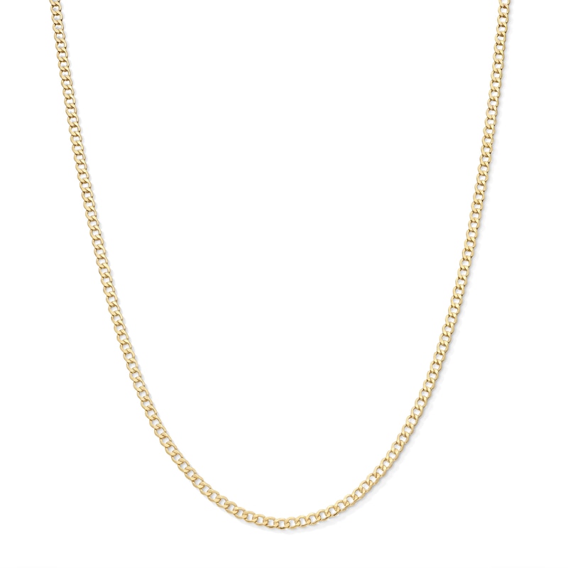 Main Image 1 of 10K Hollow Gold Beveled Curb Chain - 24&quot;