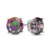 Thumbnail Image 1 of 6mm Rainbow Green Solitaire Stud Earrings in Solid Sterling Silver