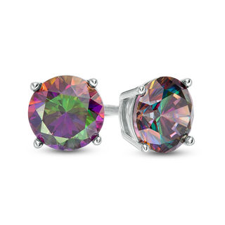 6mm Purple Solitaire Stud Earrings in Solid Sterling Silver | Banter