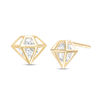 4.5mm Cubic Zirconia Diamond-Shape Cage Stud Earrings in 10K Gold