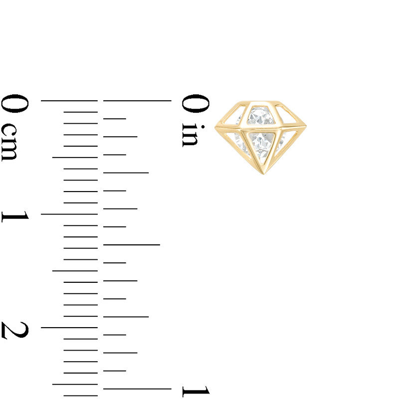 Main Image 2 of 4.5mm Cubic Zirconia Diamond-Shape Cage Stud Earrings in 10K Gold