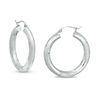 Thumbnail Image 0 of 30mm Multi-Finish Tube Hoop Earrings in 14K White Gold