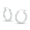 Thumbnail Image 0 of 14K Tube Hollow White Gold Diamond-Cut Hoops