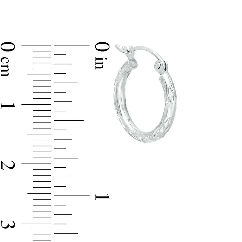 14K Tube Hollow White Gold Diamond-Cut Hoops