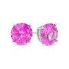 Thumbnail Image 0 of 8mm Pink Cubic Zirconia Solitaire Stud Earrings in Sterling Silver