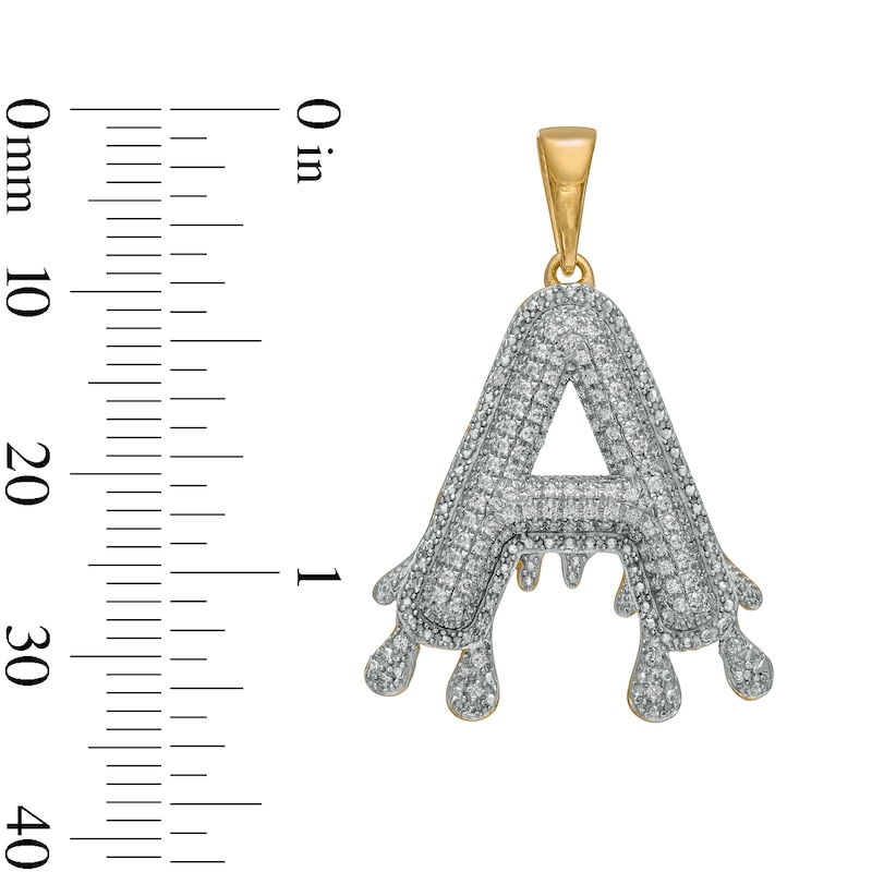 Main Image 6 of 1/4 CT. T.W. Diamond Beaded Dripping &quot;A&quot; Initial Necklace Charm in 10K Gold