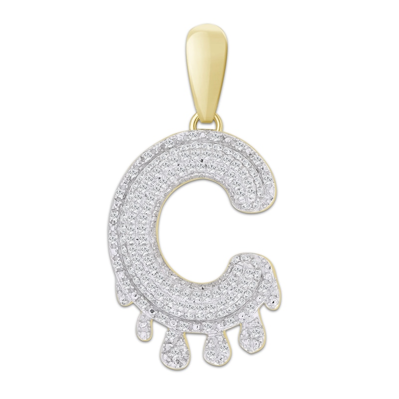 Main Image 1 of 1/3 CT. T.W. Diamond Beaded Dripping &quot;C&quot; Initial Necklace Charm in 10K Gold