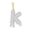 Thumbnail Image 1 of 1/3 CT. T.W. Diamond Beaded Dripping &quot;K&quot; Initial Necklace Charm in 10K Gold