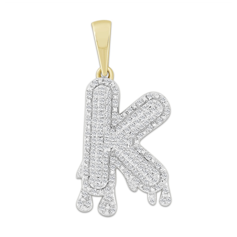 Main Image 1 of 1/3 CT. T.W. Diamond Beaded Dripping &quot;K&quot; Initial Necklace Charm in 10K Gold