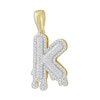 Thumbnail Image 2 of 1/3 CT. T.W. Diamond Beaded Dripping &quot;K&quot; Initial Necklace Charm in 10K Gold