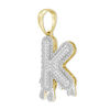 Thumbnail Image 4 of 1/3 CT. T.W. Diamond Beaded Dripping &quot;K&quot; Initial Necklace Charm in 10K Gold