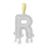 Thumbnail Image 1 of 1/3 CT. T.W. Diamond Beaded Dripping &quot;R&quot; Initial Necklace Charm in 10K Gold