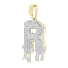 Thumbnail Image 2 of 1/3 CT. T.W. Diamond Beaded Dripping &quot;R&quot; Initial Necklace Charm in 10K Gold