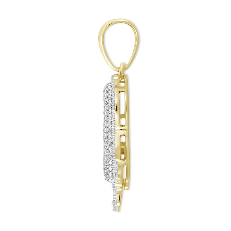 Main Image 3 of 1/3 CT. T.W. Diamond Beaded Dripping &quot;R&quot; Initial Necklace Charm in 10K Gold