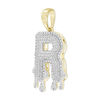 Thumbnail Image 4 of 1/3 CT. T.W. Diamond Beaded Dripping &quot;R&quot; Initial Necklace Charm in 10K Gold