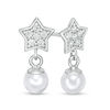 Thumbnail Image 0 of Child's 5mm Simulated Pearl and Cubic Zirconia Star Drop Earrings in Sterling Silver