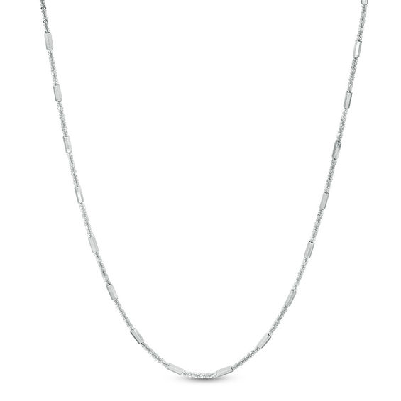 030 Gauge Geometric Barrel Bead Station Twisted Chain Necklace in Sterling Silver - 16"