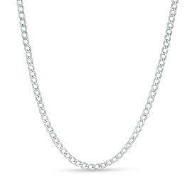 10K Hollow White Gold Curb Chain Made in Italy - 20&quot;