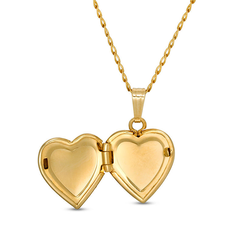 Main Image 2 of Child's 14K Gold Fill CZ Heart-Shaped Locket Pendant - 15&quot;