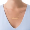 Thumbnail Image 2 of Script Name with Heart Cut-Out Crown Necklace in Sterling Silver with 14K Gold Plate (1 Line)