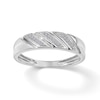 Thumbnail Image 1 of 1/20 CT. T.W. Diamond Triple Row Slant Wedding Band in Sterling Silver