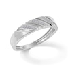 Thumbnail Image 2 of 1/20 CT. T.W. Diamond Triple Row Slant Wedding Band in Sterling Silver