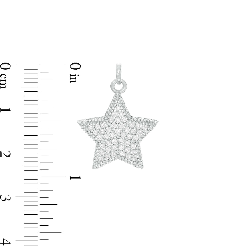 Cubic Zirconia Composite Puff Star Necklace Charm in Sterling Silver