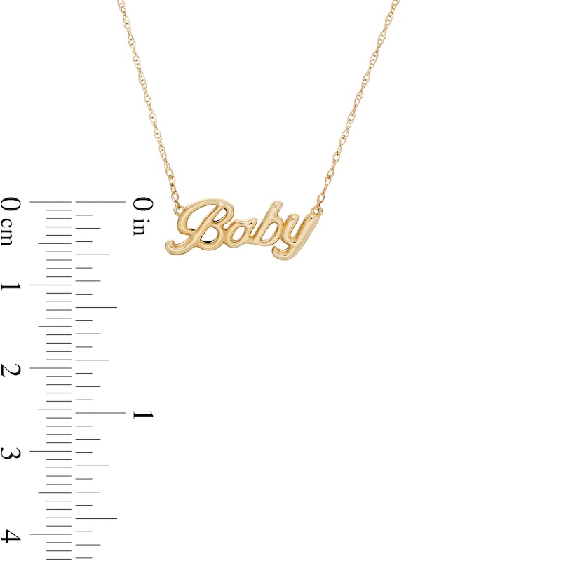 Main Image 2 of Cursive &quot;Baby&quot; Necklace in 10K Gold - 20&quot;