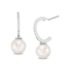 Thumbnail Image 0 of 8mm Freshwater Cultured Pearl and Cubic Zirconia J-Hoop Earrings in Sterling Silver