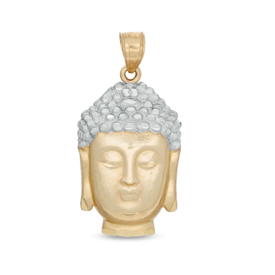 Multi-Finish Buddha Head Necklace Charm in 10K Two-Toned Gold