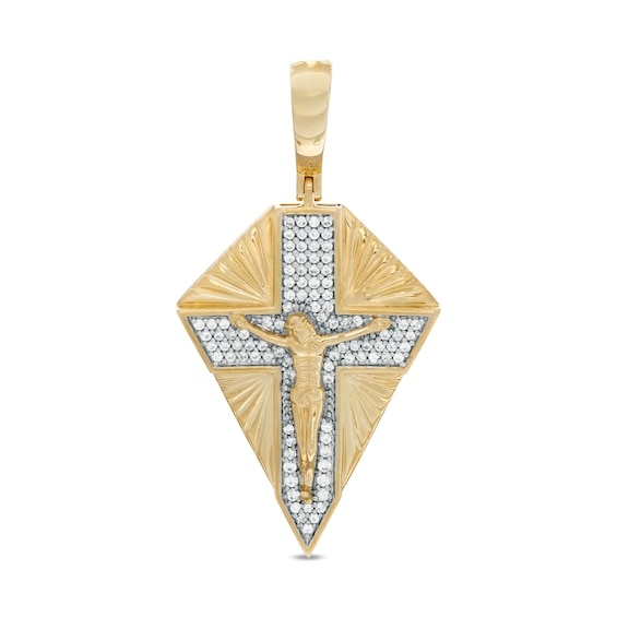 Cubic Zirconia Diamond-Shape Crucifix Necklace Charm in 10K Gold
