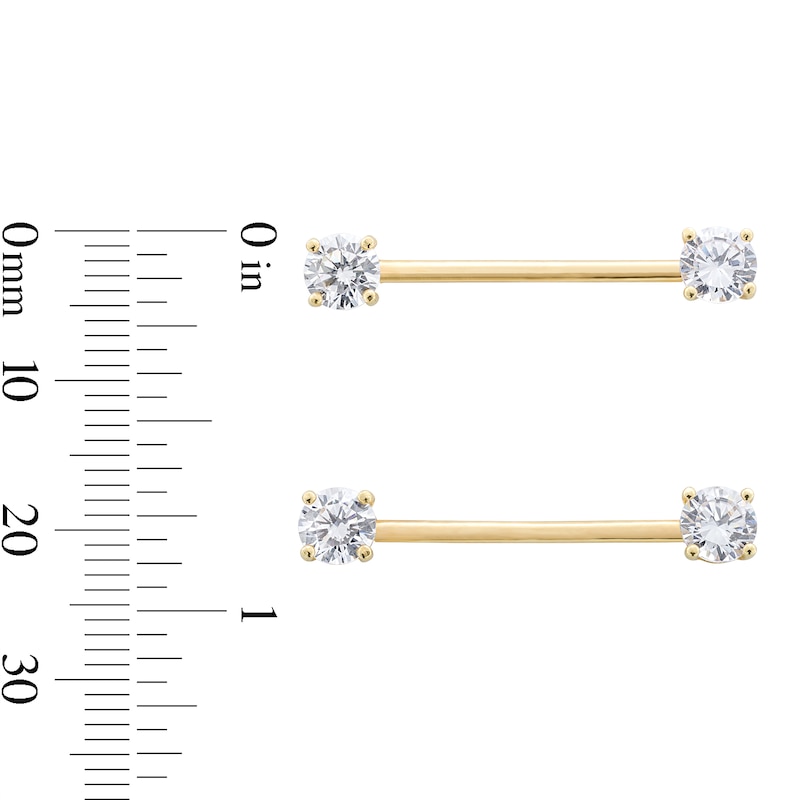 Main Image 3 of 10K Hollow Gold CZ Straight Barbell Set - 18G