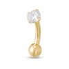 Thumbnail Image 1 of 10K Solid Gold CZ Solitaire Curved Barbell - 19G