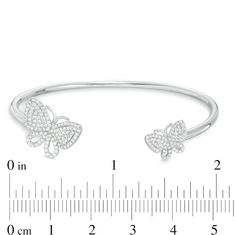 Cubic Zirconia Double Butterfly Cuff in Sterling Silver