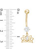 Thumbnail Image 2 of 014 Gauge Marquise and Round Cubic Zirconia Lotus Flower Dangle Belly Button Ring in 10K Gold