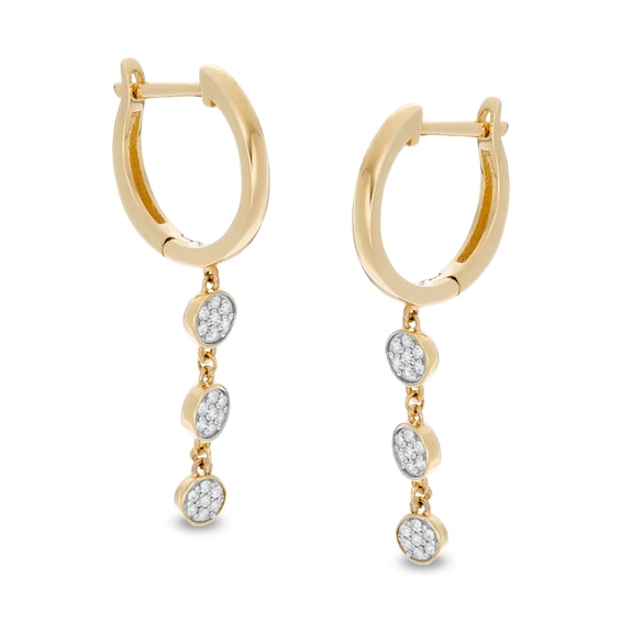 1/8 CT. T.W. Composite Diamond Triple Drop Huggie Hoop Earrings in 10K Gold