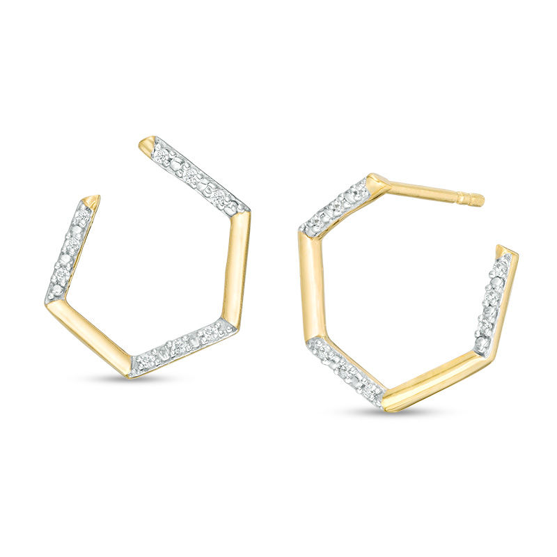 Main Image 1 of Diamond Accent Geometric Outline Wrap Earrings in 10K Gold