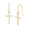 Thumbnail Image 1 of 1/8 CT. T.W. Diamond Cross Drop Earrings in 10K Gold