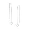 Thumbnail Image 0 of 1/8 CT. T.W. Diamond Heart Outline Dangle Threader Earrings in Sterling Silver