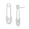 Thumbnail Image 0 of Cubic Zirconia Safety Pin Drop Earrings in Sterling Silver