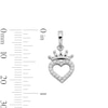 Thumbnail Image 4 of Cubic Zirconia Heart Outline with Crown Necklace Charm in Solid Sterling Silver