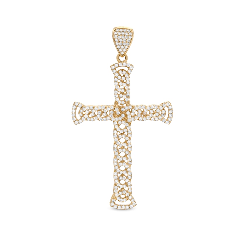 Cubic Zirconia Celtic Knot Cross in 10K Gold