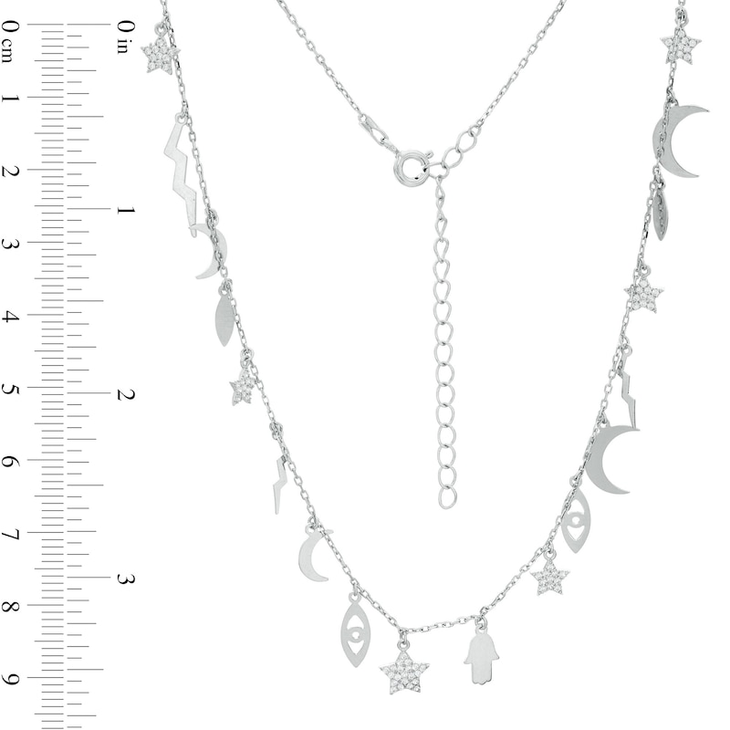 Cubic Zirconia Celestial Charm Necklace in Sterling Silver