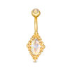 Thumbnail Image 0 of 014 Gauge Iridescent Cubic Zirconia Vintage-Style Belly Button Ring in Stainless Steel with Yellow IP