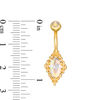 Thumbnail Image 1 of 014 Gauge Iridescent Cubic Zirconia Vintage-Style Belly Button Ring in Stainless Steel with Yellow IP